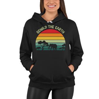 Rewild The Earth Animal Forest Earth Day Women Hoodie | Favorety CA