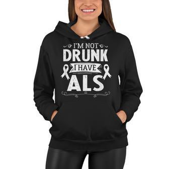Ribbon Blue Fighting Als Awareness Month Support Als Warrior V2 Women Hoodie - Seseable