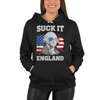 Suck It England Funny 4Th Of July George Washington 1776 Women Hoodie - Seseable