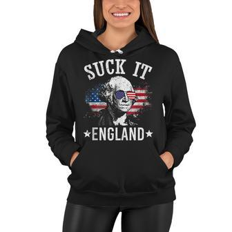 Suck It England Funny 4Th Of July George Washington Women Hoodie - Seseable
