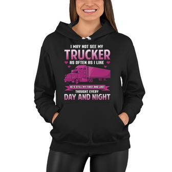 Trucker Wife Funny Gift Trucker Girlfriend Trucking Women Hoodie | Mazezy