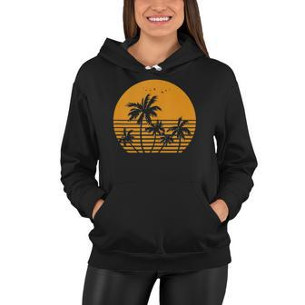 Vintage Birds Sunset Beach Palm Trees Women Hoodie | Mazezy