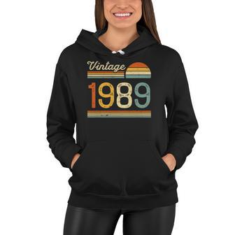 Vintage Born In 1989 Birthday Gift 33Rd Birthday 33 Years Old Women Hoodie | Mazezy