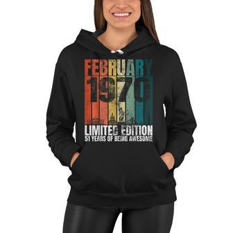 Vintage February 1970 Bday Gifts 51 Years Old 51St Birthday Women Hoodie - Seseable