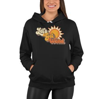 Vintage Lets Get Weird Retro Sixties Groovy Sun Funny Women Hoodie - Seseable