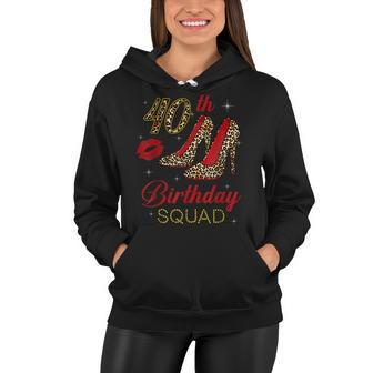 Womens 40Th Birthday Squad Stepping Into 40 Leopard Shoes Women Hoodie - Seseable