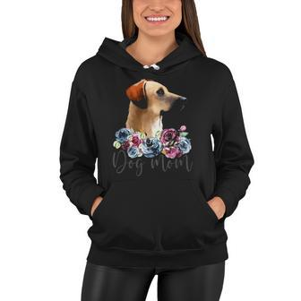 Womens Black Mouth Cur Dog Mom Floral  Women Hoodie