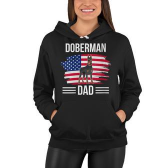 Womens Dog Owner Us Flag 4Th Of July Fathers Day Doberman Dad Women Hoodie - Seseable