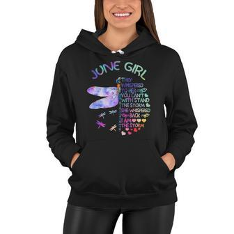 Womens Dragonfly June Girl They Whispered To Her Women Hoodie | Mazezy
