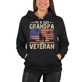 Womens Fathers Day | 4Th Of July | Im A Dad Grandpa And A Veteran Women Hoodie - Seseable