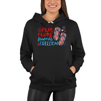 Womens Flip Flops Fireworks And Freedom 4Th Of July Women Hoodie - Seseable