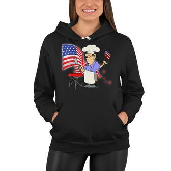 Womens Funny Patriotic All American Dad 4Th Of July Flag Bbq Men Women Hoodie - Seseable
