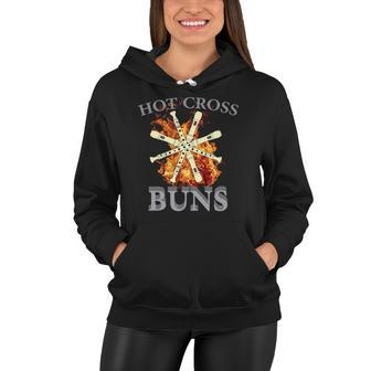 Womens Hot Cross Buns Pattern Flute Player For Dad Women Hoodie | Mazezy