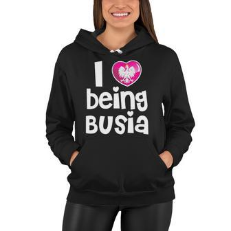 Womens I Love Being Busia Polish Grandma Mothers Day Gift V-Neck Women Hoodie | Mazezy