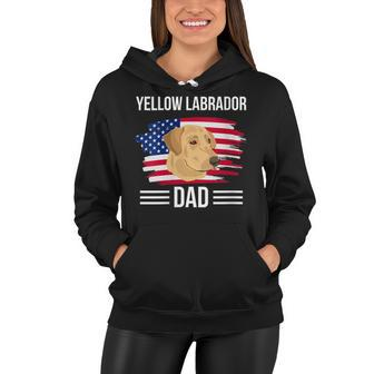 Womens Lab Us Flag 4Th Of July Fathers Day Yellow Labrador Dad Women Hoodie - Seseable