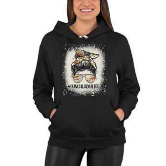 Womens Lunch Lady Messy Hair Woman Bun Lunch Lady Life Women Hoodie | Mazezy