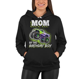 Womens Mom Of The Birthday Boy Monster Truck Birthday Novelty Gift Women Hoodie - Seseable