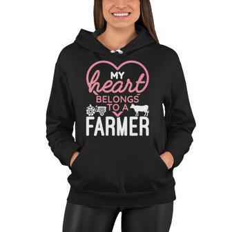 Womens My Heart Belongs To A Farmer Romantic Farm Wife Girlfriend Women Hoodie | Mazezy UK