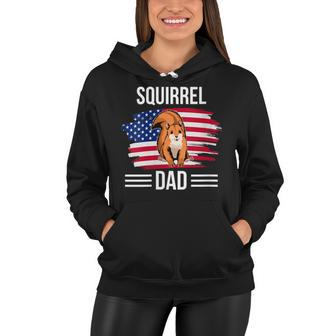 Womens Squirrel Us Flag 4Th Of July Fathers Day Squirrel Dad Women Hoodie - Seseable