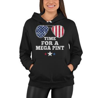 Womens Time For A Mega Pint Funny 4Th Of July Patriotic Sunglasses Women Hoodie - Seseable
