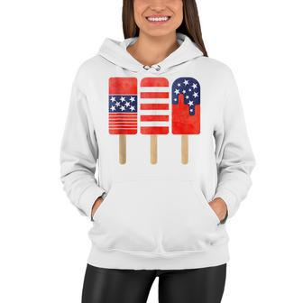 4Th Of July Popsicles Usa Flag Independence Day Patriotic Women Hoodie - Seseable