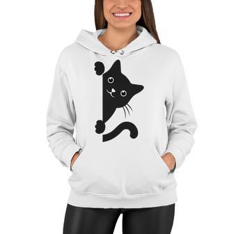 Black Cat Peeking Women Hoodie | Favorety DE