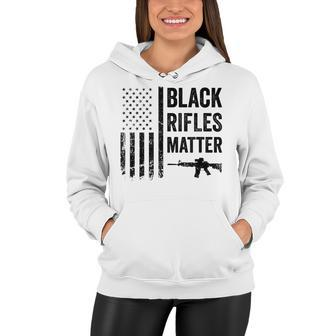 Black Rifles Matter - Funny Pro Gun Rights Camo Usa Flag Women Hoodie - Seseable