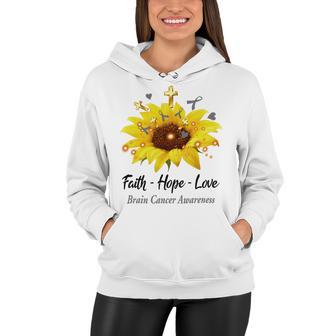 Brain Cancer Awareness Faith Hope Love Women Hoodie | Favorety