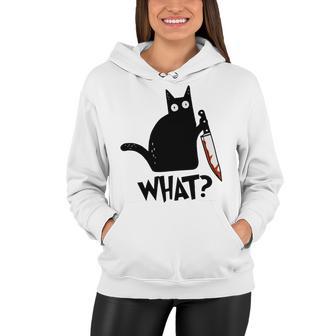 Cat What Murderous Black Cat With Knife Women Hoodie | Favorety