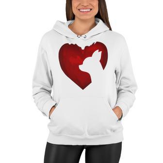 Chihuahua Shape With Red Heart Painting For Valentine Day Women Hoodie | Favorety CA