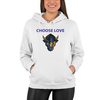 Choose Love Buffalo 2022 American Bison Head Retro Women Hoodie | Mazezy