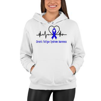 Chronic Fatigue Syndrome Cfs Awareness Heartbeat Blue Ribbon Chronic Fatigue Syndrome Support Cfs Awareness Women Hoodie - Monsterry UK
