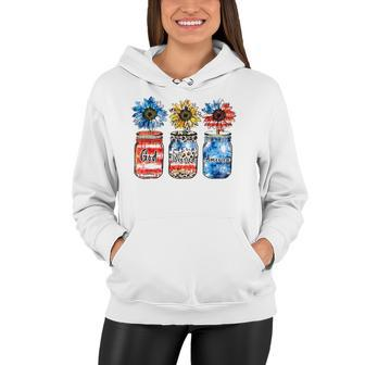 Country Farm Canning Ball Jars Sunflower God Bless America Women Hoodie | Mazezy