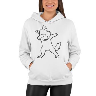 Dabbing Wolf Funny Wolf Lover Cute Wolves Women Hoodie - Thegiftio UK