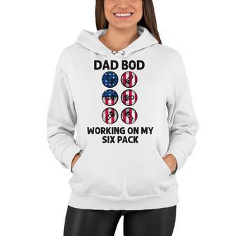 Dad Bod Working On My Six Pack Funny Beer Flag 4Th Of July Women Hoodie - Seseable