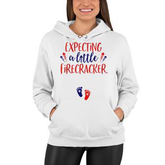 Expecting A Little Firecracker New Mom 4Th Of July Pregnancy Women Hoodie - Seseable