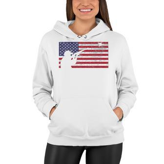 Fourth Of July 4Th American Flag Duck Hunting Geese Dad Usa Women Hoodie - Seseable