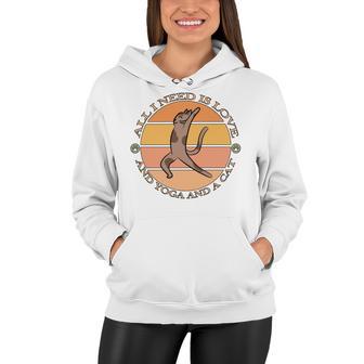 Funny All I Need Is Love And Yoga And A Cat Lovers Gift For Yoga Lovers V2 Women Hoodie | Favorety DE