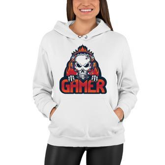 Gaming Headset Design With Skull Women Hoodie | Mazezy