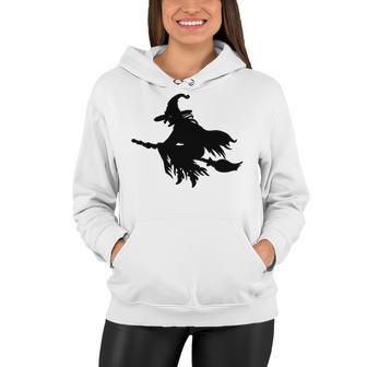 Halloween Scary Old Witch On Broom Art Design Pattern Women Hoodie | Favorety