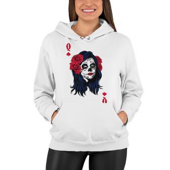 Halloween Sugar Skull With Red Floral Halloween Gift By Mesa Cute Women Hoodie | Favorety AU