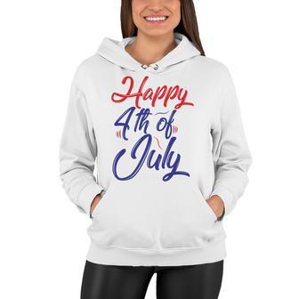 Happy 4Th Of July Dark Red Blue Text Women Hoodie | Favorety DE