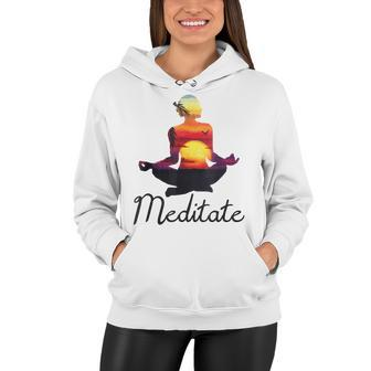 I Meditate T Yoga Pose Tropical Sunrise Meditation V2 Women Hoodie - Seseable