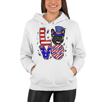 Love French Bulldog Patriotic 4Th Of July Women Hoodie - Seseable
