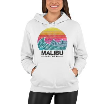 Malibu Los Angeles Waves Beach Retro California Sunset Surf Women Hoodie | Mazezy