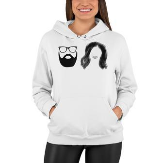 Man With Beard And Glasses With Woman Wavy Hair Women Hoodie - Monsterry AU
