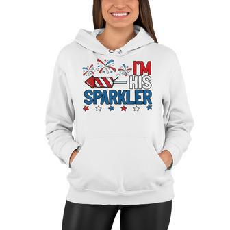 Mens Im His Sparkler Funny 4Th Of July Matching Couples For Her Women Hoodie - Seseable
