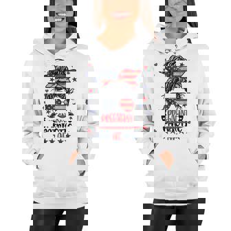 Messy Bun 4Th Of July Patriotic Af Pregnant Pregnancy Funny Women Hoodie | Seseable CA