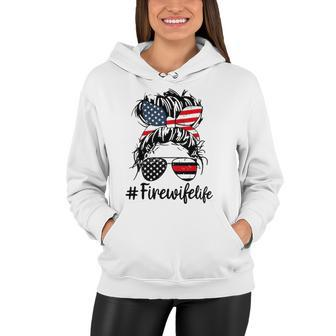 Mom Life And Fire Wife Firefighter Patriotic American Women Hoodie | Mazezy