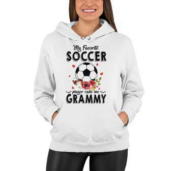 My Favorite Soccer Player Calls Me Grammy Flower Gift Women Hoodie | Mazezy